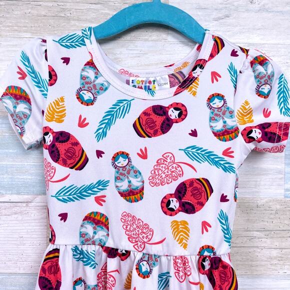 Dot Dot Smile Fit & Flare Dress Russian Dolls Matryoshka Casual Toddler 12-24M - Picture 2 of 5